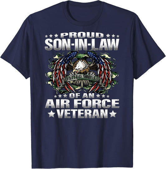Proud Son-In-Law Of An Air Force Veteran Vet's Family T-Shirt - T-Shirt | Navy