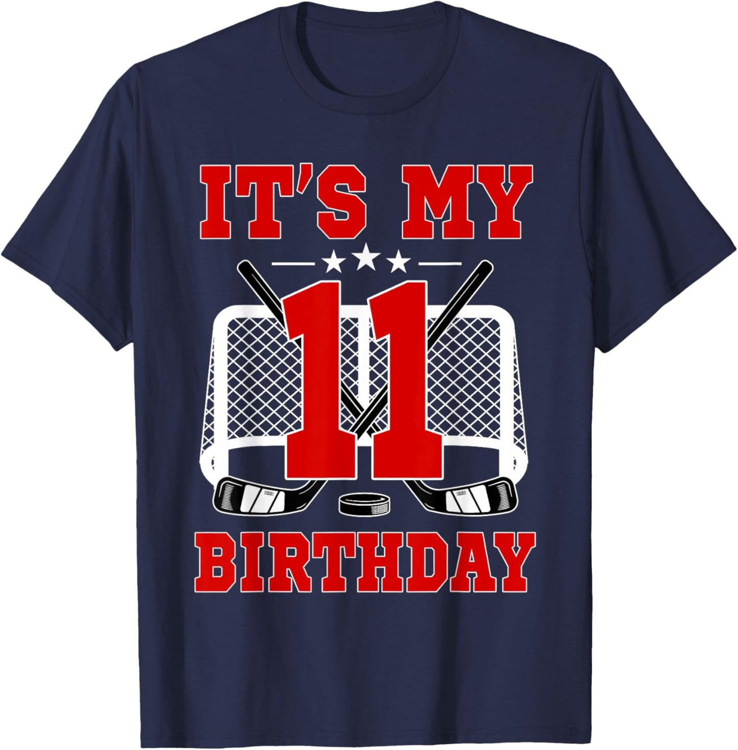 It's My 11th Birthday Girl Ice Hockey Theme 11 Year Old T-Shirt - T-Shirt | Navy