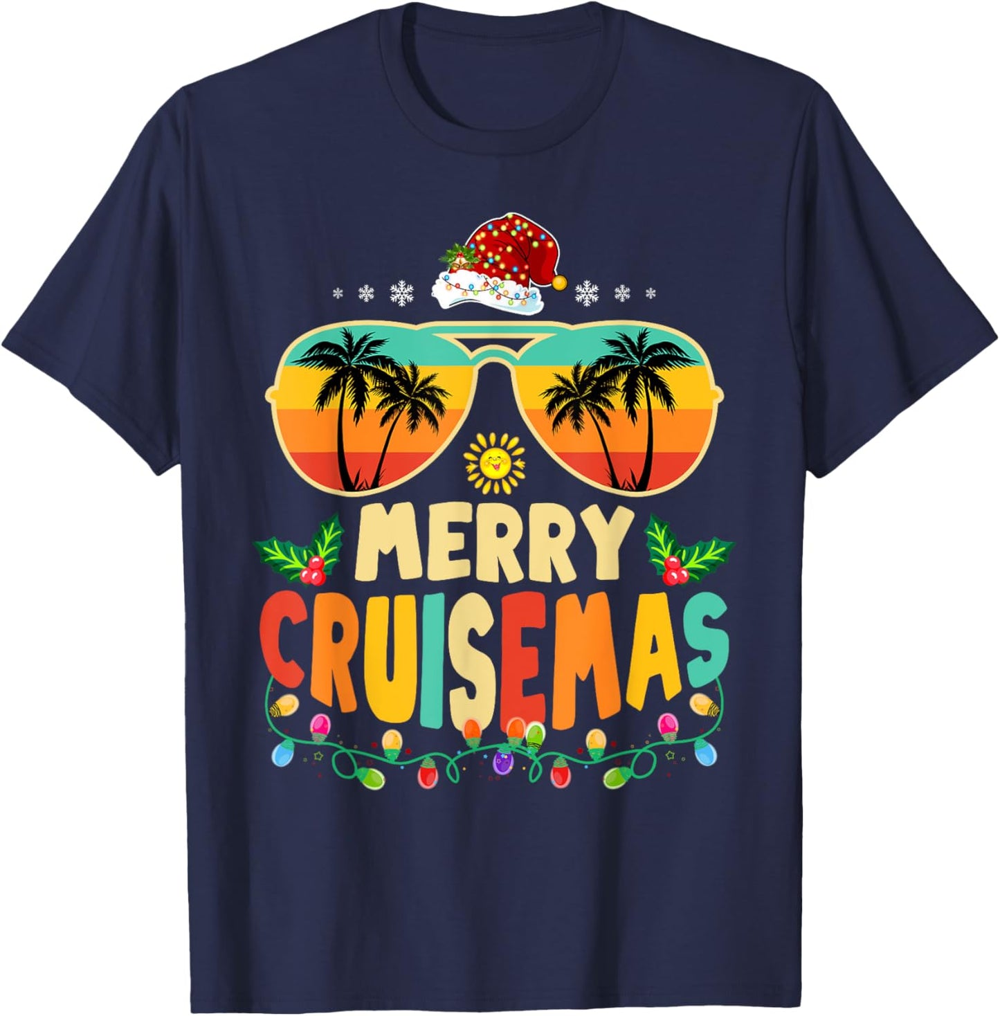 Merry Cruisemas 2025 Christmas Santa Reindeer Cruise T-Shirt - T-Shirt | Navy