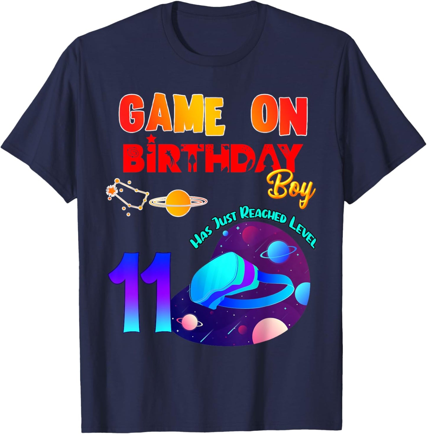 VR Virtual Reality Game On 11 Birthday Party Matching Outfit T-Shirt - T-Shirt | Navy