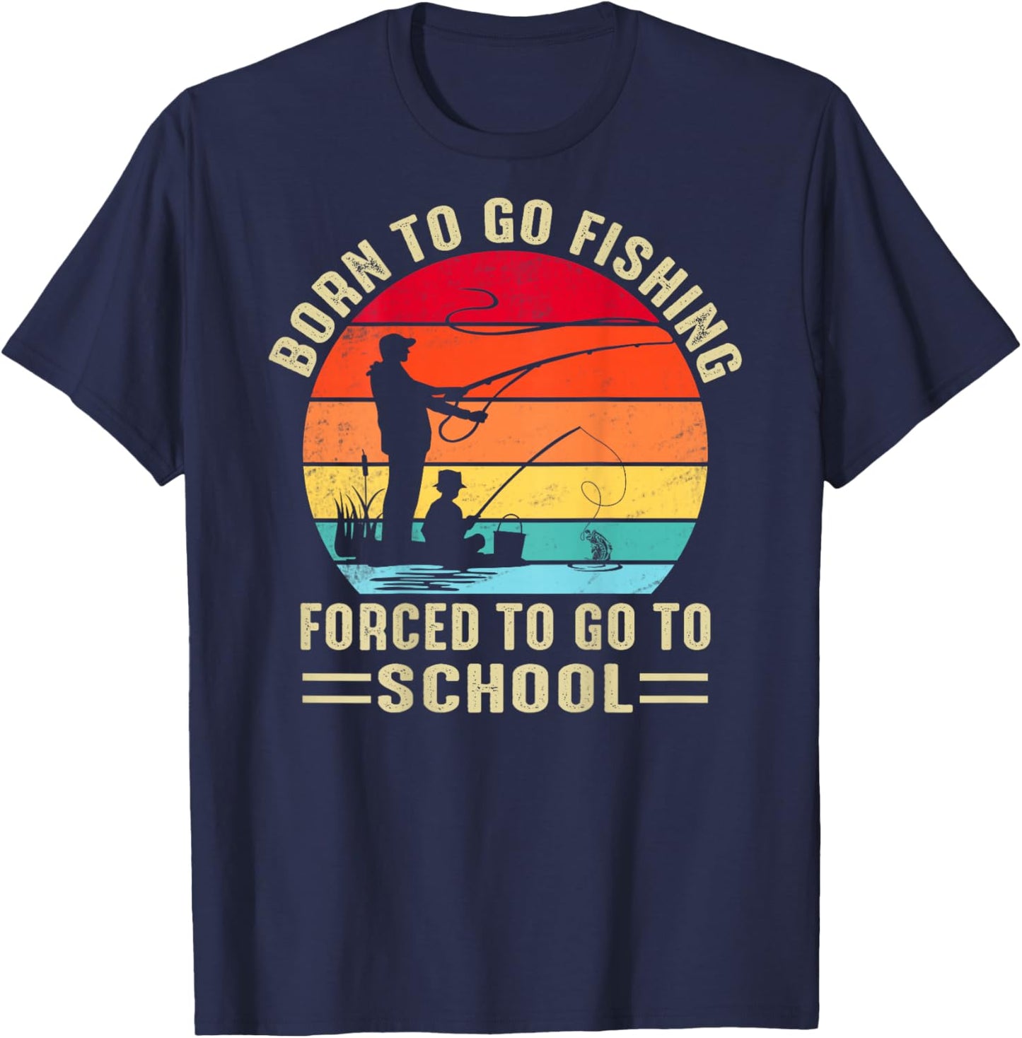 Funny Born To Go Fishing Bass Fish Fisherman Boys T-Shirt - T-Shirt | Navy