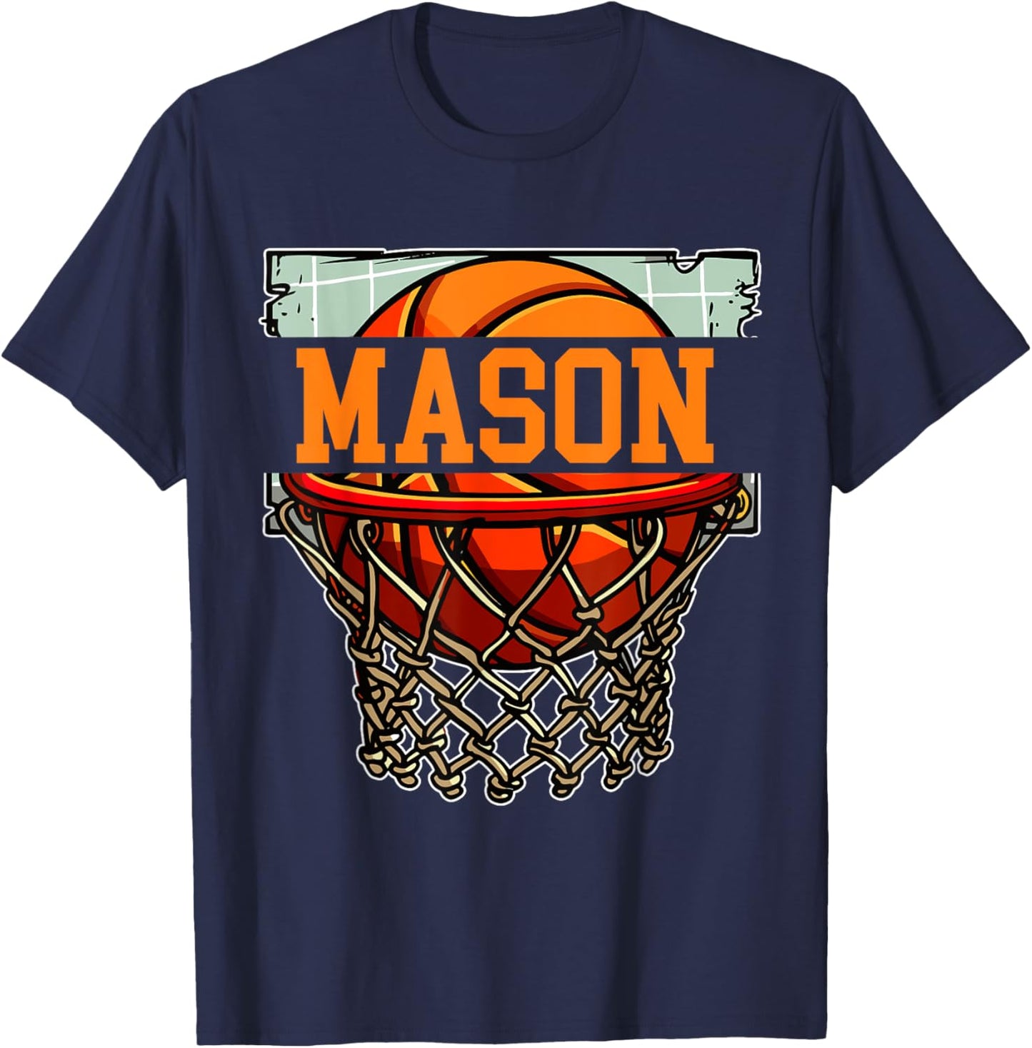 Mason Basketball Custom Name T-Shirt - T-Shirt | Navy
