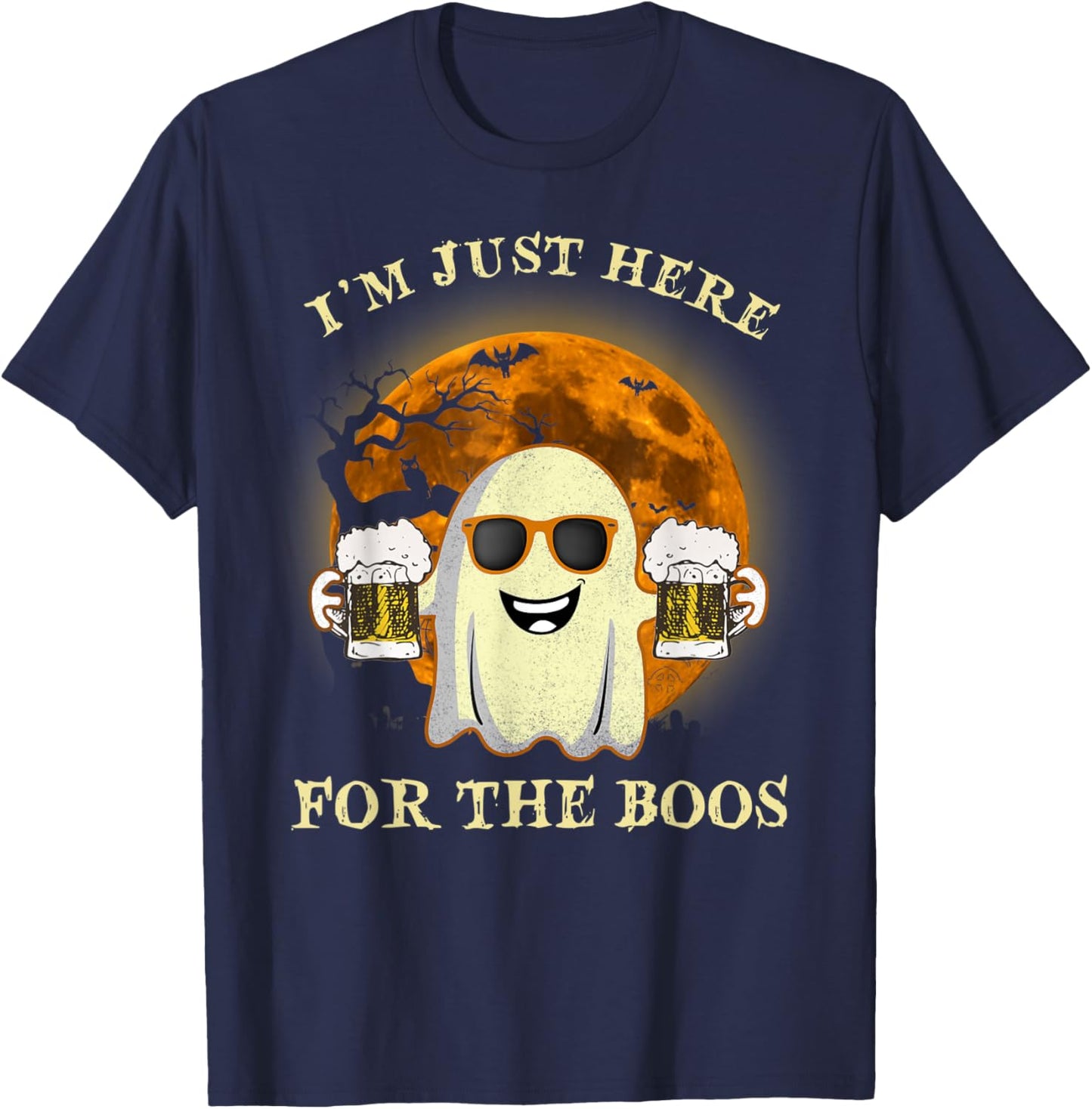 I'm Just Here For The Boos Ghost Beer Halloween Costume T-Shirt - T-Shirt | Navy