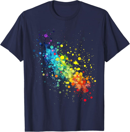 Colorful Watercolor Dot T-Shirt - T-Shirt | Navy