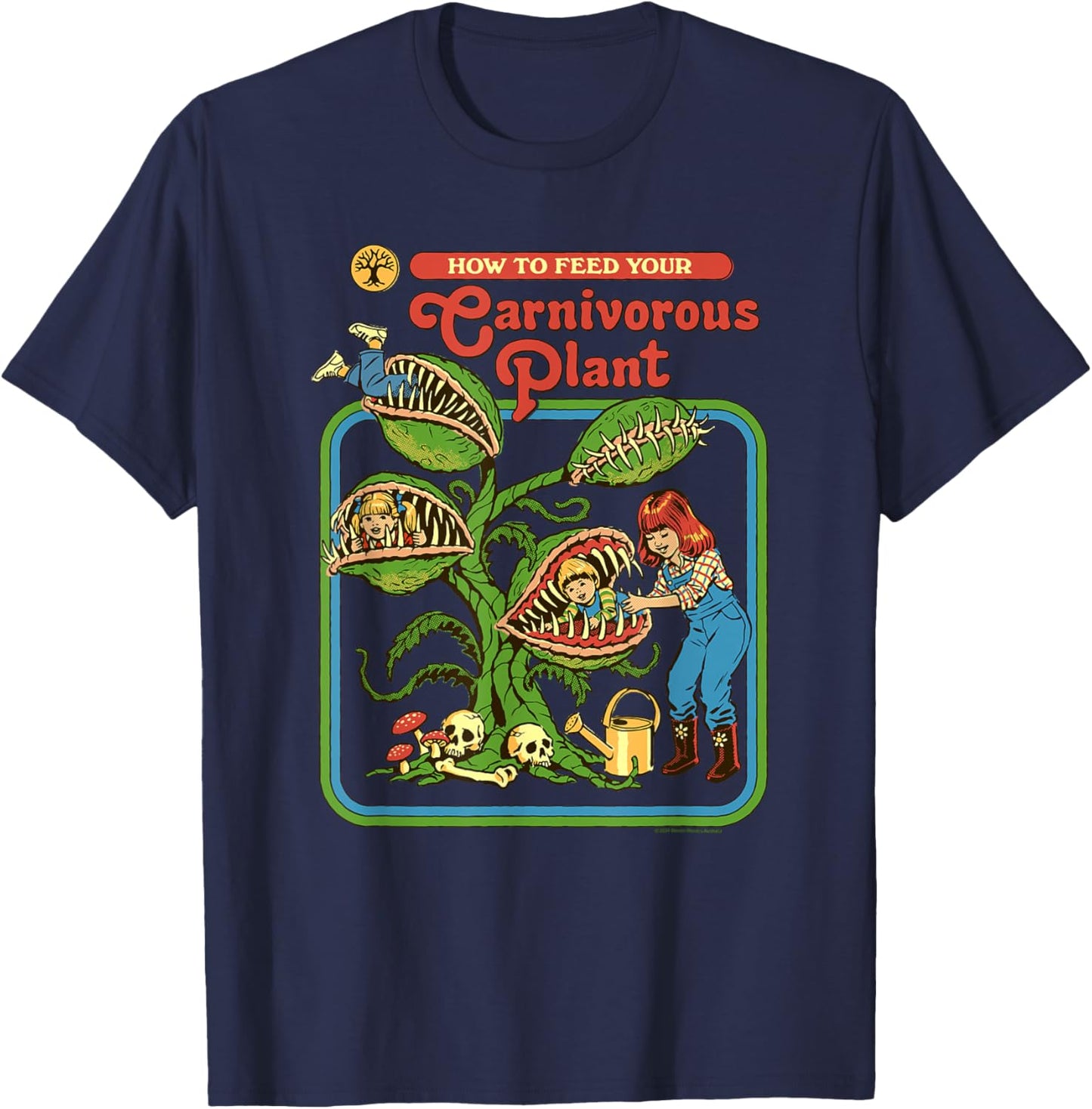 Steven Rhodes How to Feed Your Carnivorous Plant Dark Humor T-Shirt - T-Shirt | Navy