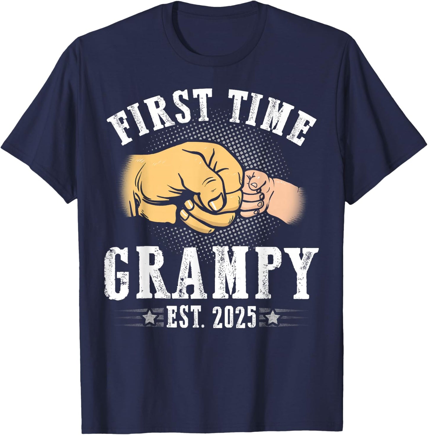 First time Grampy Est 2025 Father's Day Soon To Be Grampy T-Shirt - T-Shirt | Navy