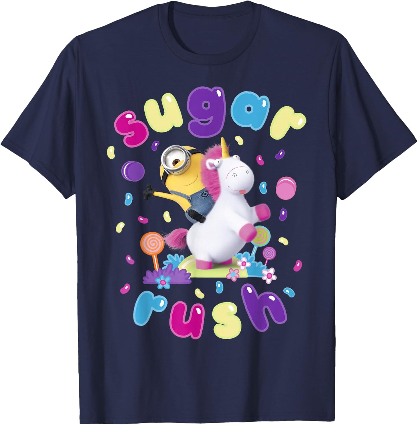 Despicable Me Minions Sugar Rush Candy Graphic T-Shirt - T-Shirt | Navy