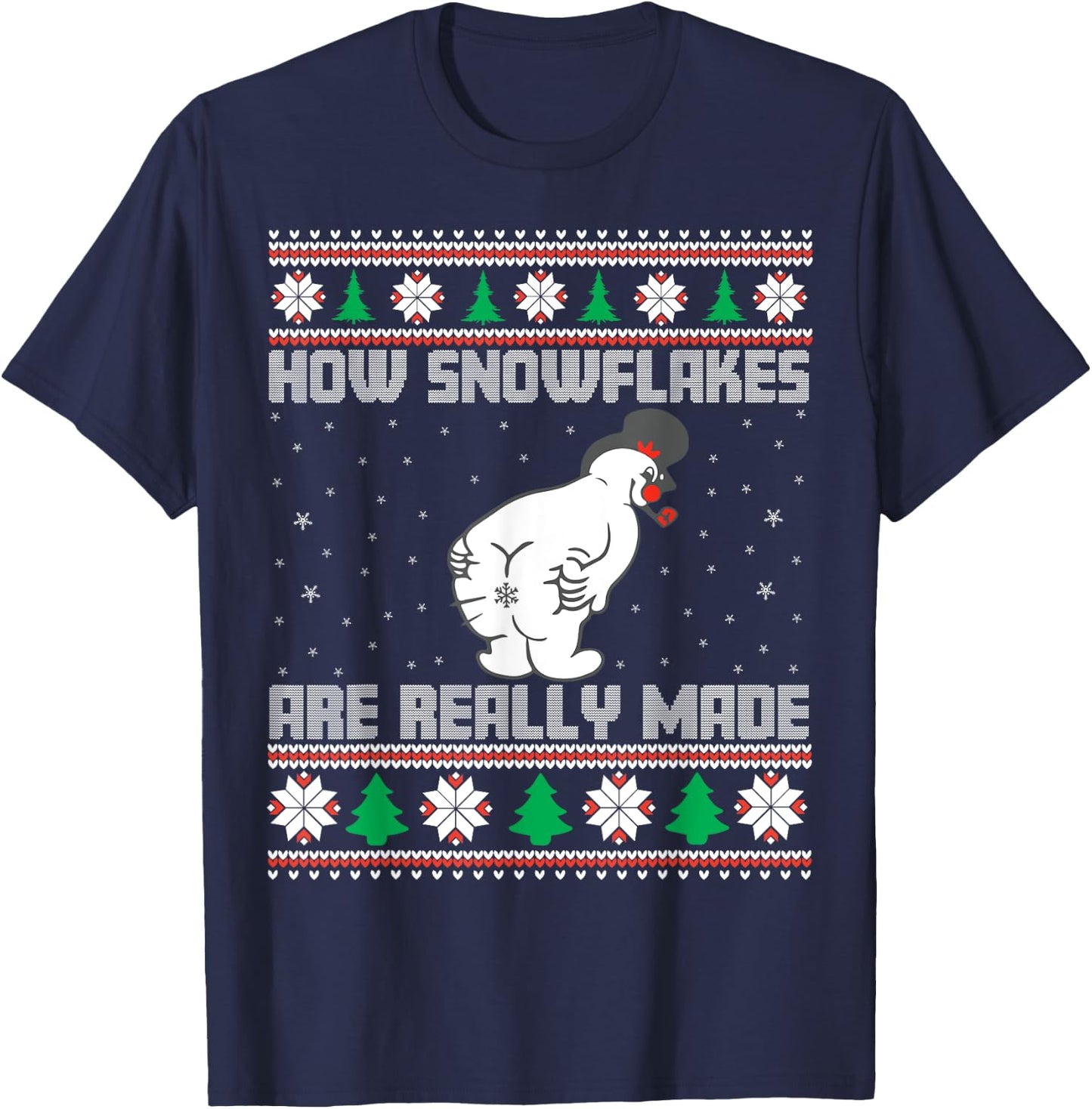 How The Snowflakes Are Really Made Ugly Christmas Pajamas T-Shirt - T-Shirt | Navy