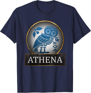 Athena Owl Symbol of Greek Goddess of Wisdom and T-Shirt - T-Shirt | Navy