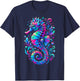 Seahorse Ocean Animal Colorful Underwater Seahorse T-Shirt - T-Shirt | Navy
