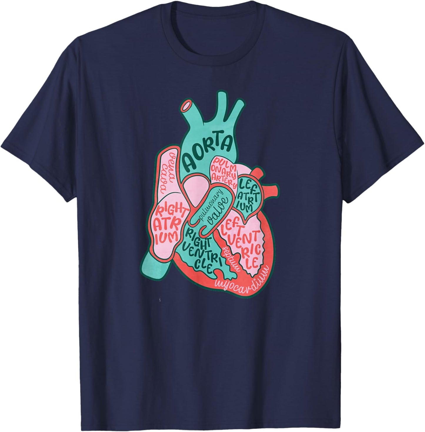 CVICU Cardiac Nurse Human Heart Anatomy Cardiology Biology T-Shirt - T-Shirt | Navy