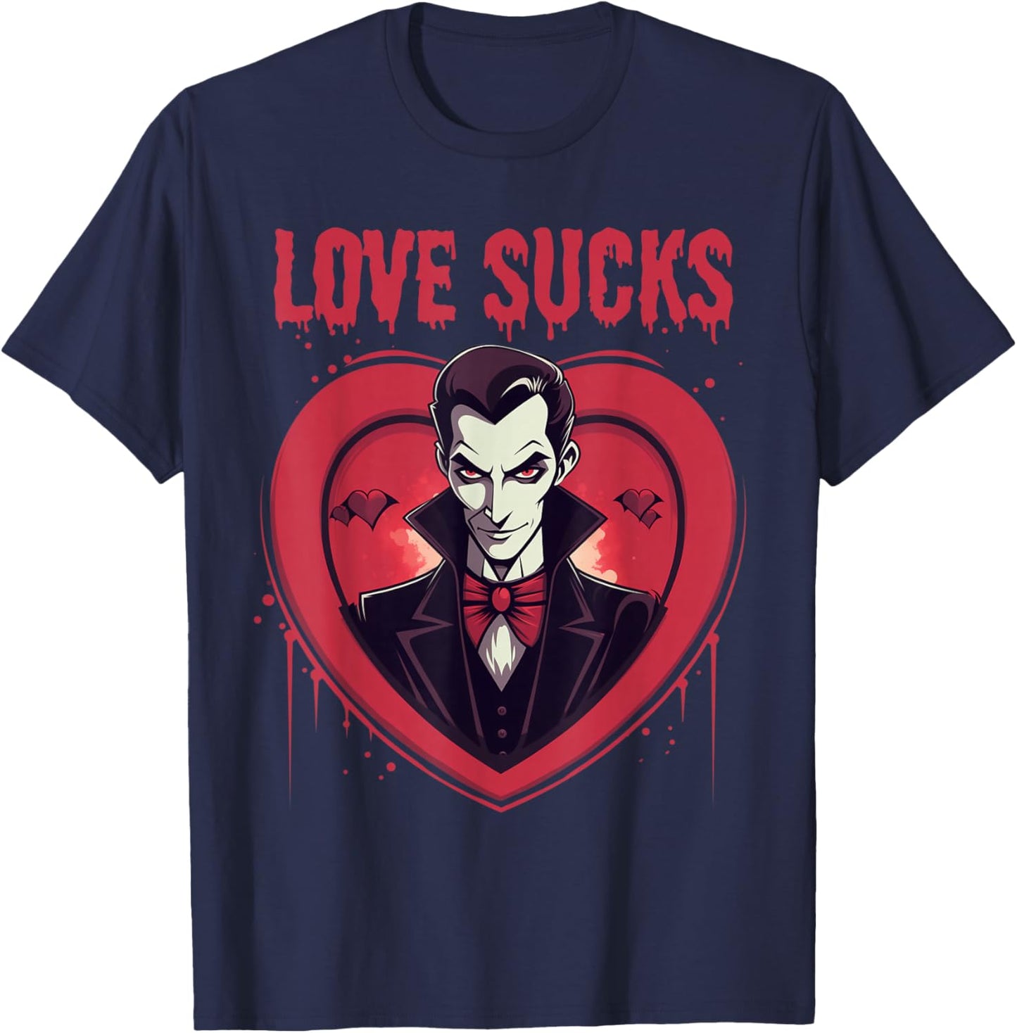 Valloween Love Sucks Vampire Anti Valentines Halloween T-Shirt - T-Shirt | Navy