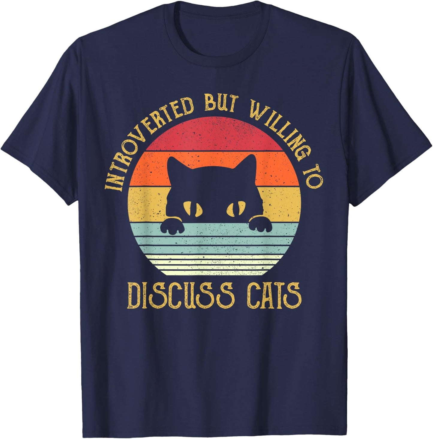 Introverted But Willing To Discuss Cats T-Shirt - T-Shirt | Navy