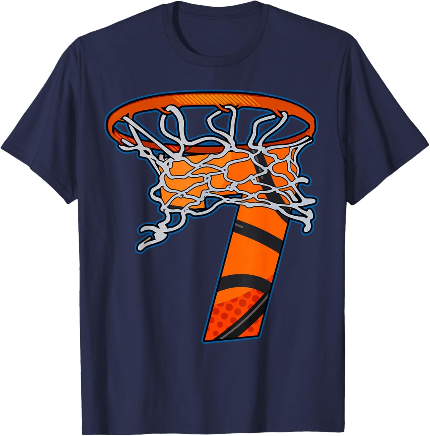 Funny Basketball Team Sport Fan 7 Years Old 7th Birthday T-Shirt - T-Shirt | Navy