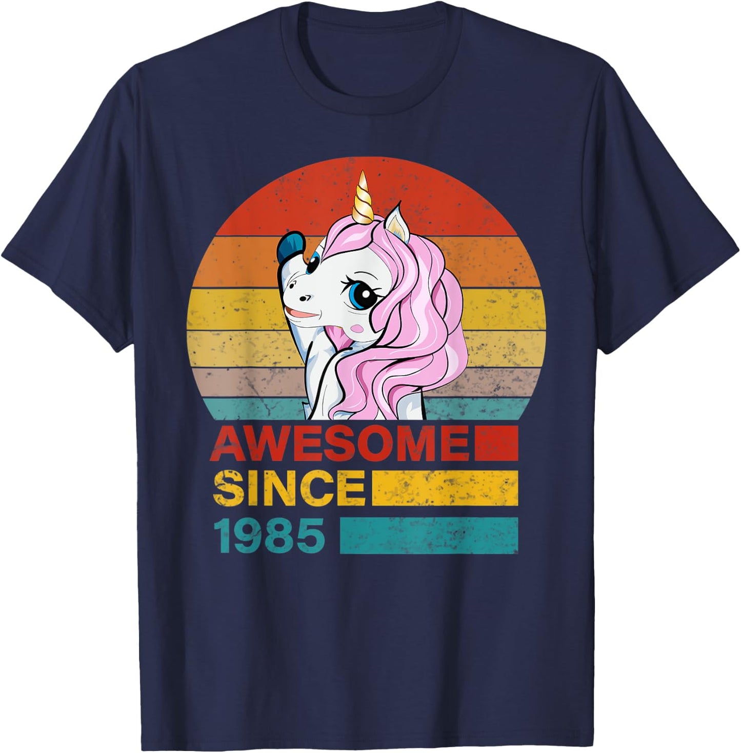 Unicorn Birthday Awesome Since 1985 36 year old birthday Gif T-Shirt - T-Shirt | Navy