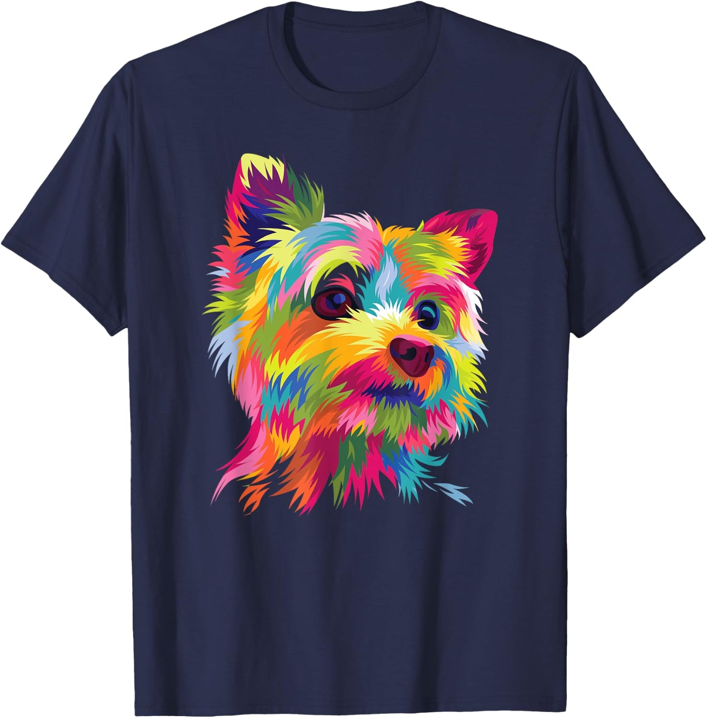 Colorful Pop Art Yorkshire Terrier Portrait Yorkie Lover T-Shirt - T-Shirt | Navy