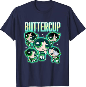 The Powerpuff Girls Buttercup Chrome Multi Pose T-Shirt - T-Shirt | Navy