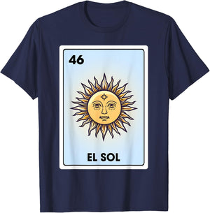 El Sol Mexican Sun Latina Chicana Chibi Bingo Card T-Shirt - T-Shirt | Navy