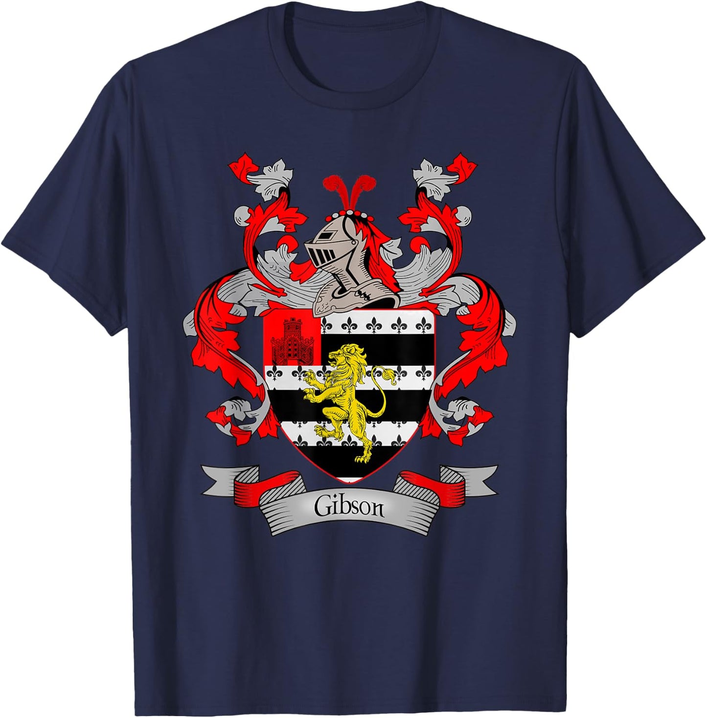 Gibson Coat of Arms | Gibson Surname Family Crest T-Shirt - T-Shirt | Navy