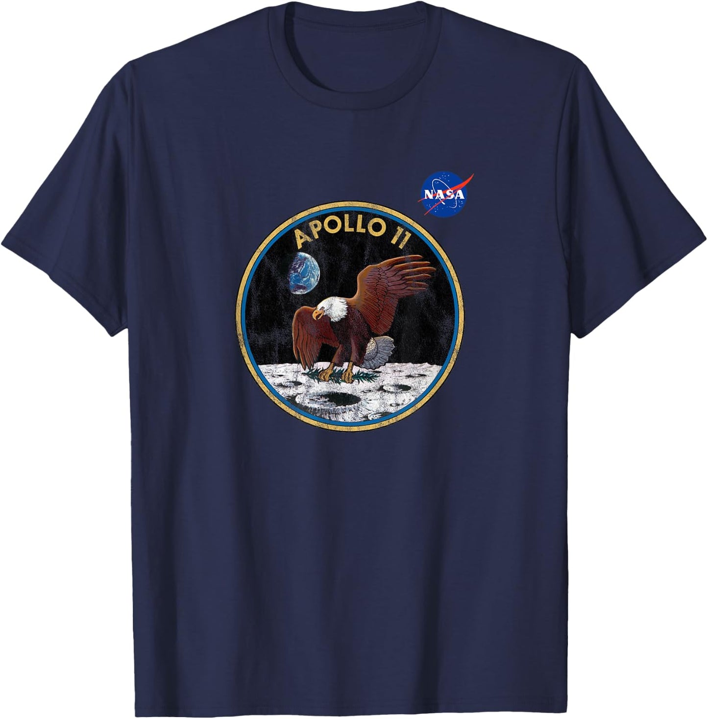 NASA Approved Apollo 11 Mission Patch 50th Retro Vintage T-Shirt - T-Shirt | Navy