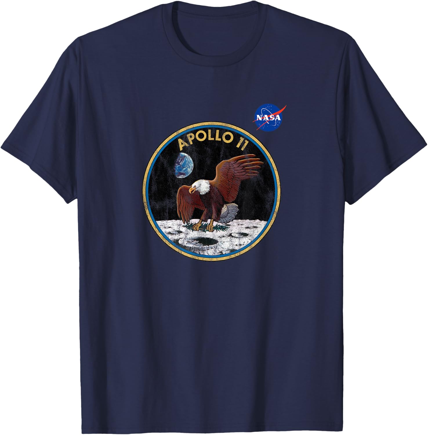 NASA Approved Apollo 11 Mission Patch 50th Retro Vintage T-Shirt - T-Shirt | Navy