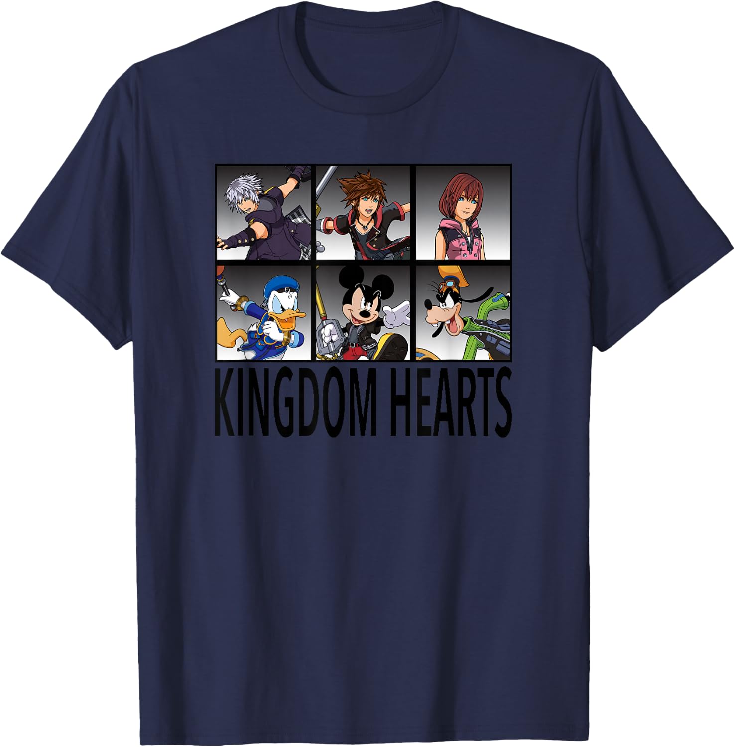 Disney Kingdom Hearts III Character Action Grid T-Shirt - T-Shirt | Navy