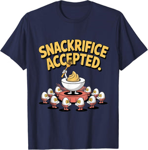 Snackrifice Accepted Funny Deviled Egg T-Shirt - T-Shirt | Navy