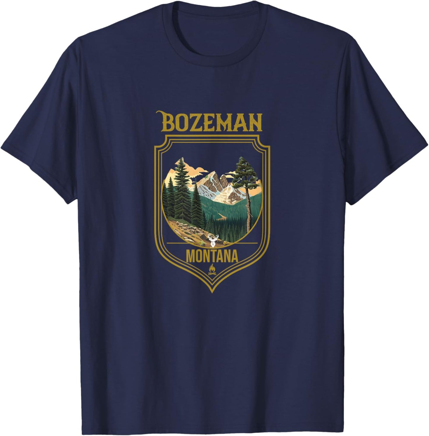 Bozeman Souvenir Apparel - Bozeman Hiking T-Shirt - T-Shirt | Navy