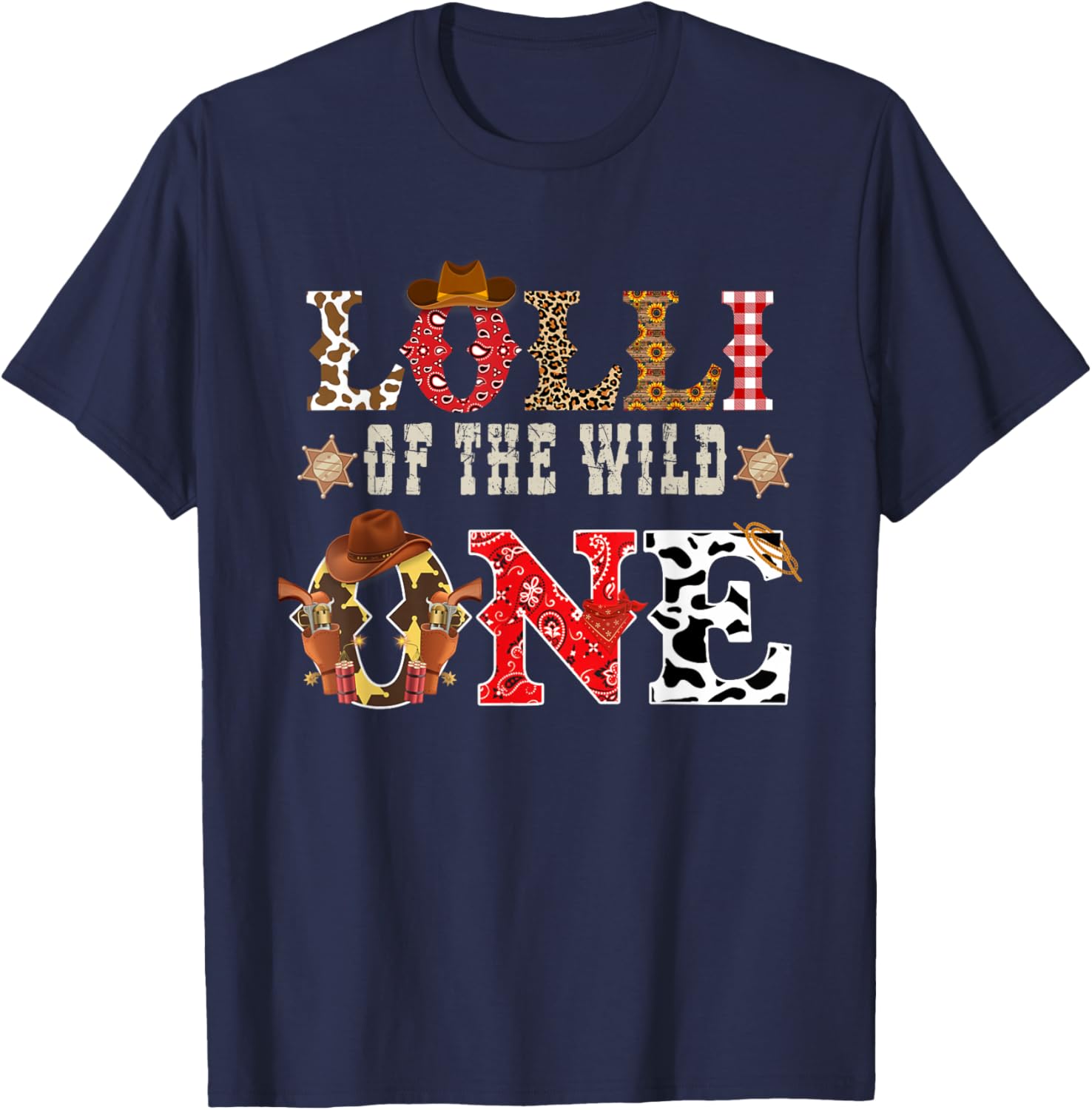 Lolli of The Wild One Cowboy Western Rodeo Party Matching T-Shirt - T-Shirt | Navy