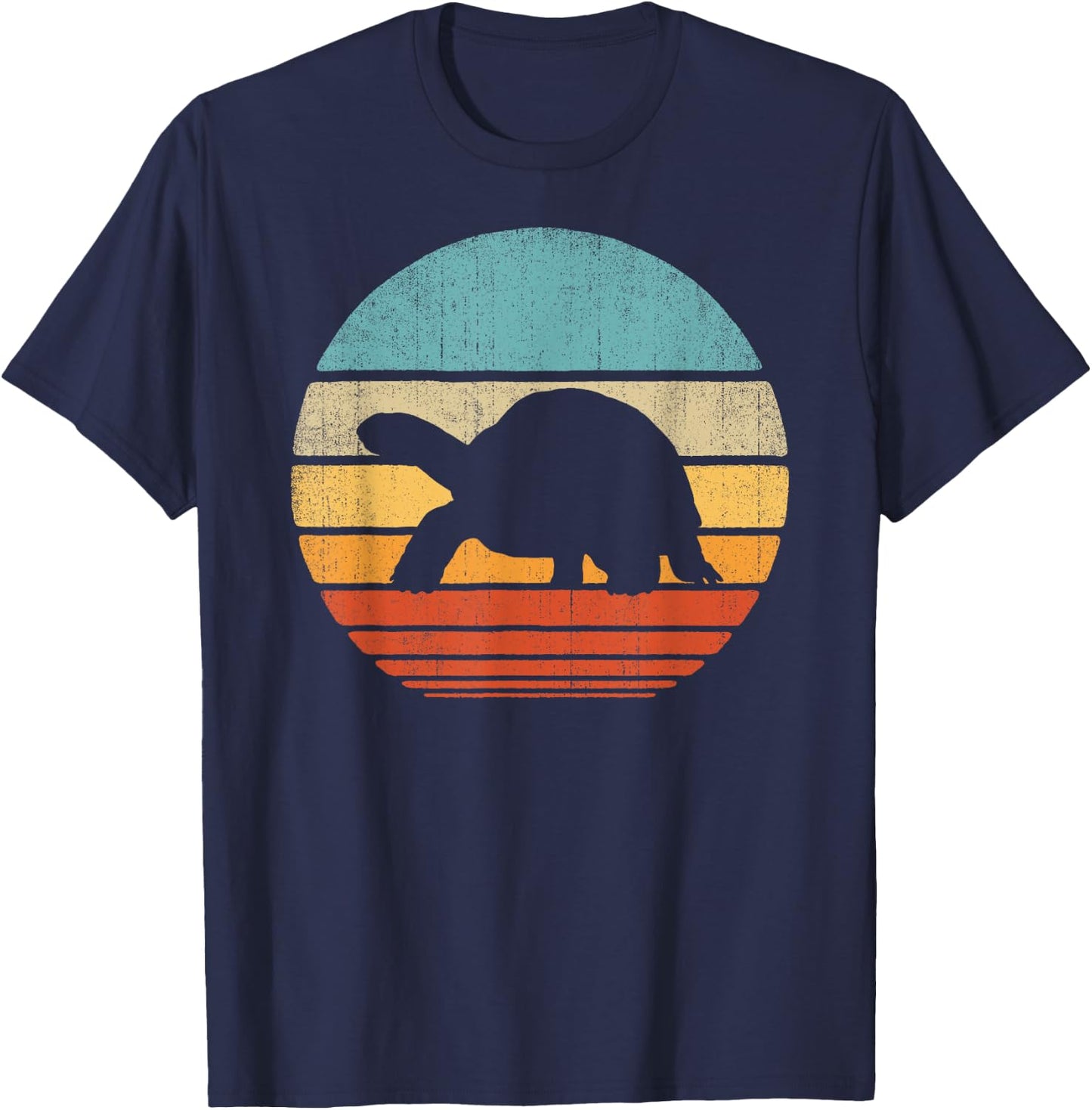 Tortoise Retro Vintage 60s 70s Sunset Turtle Reptile Animal T-Shirt - T-Shirt | Navy
