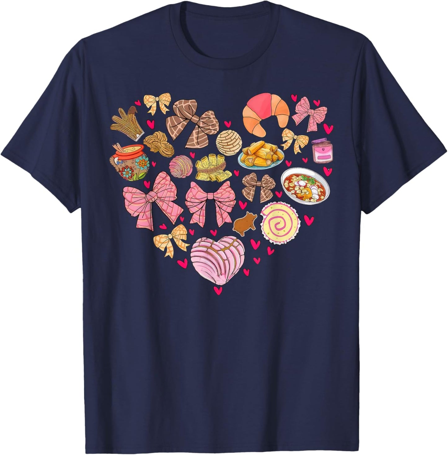 Valentine Conchas Pan Dulce Heart Mexican Valentine's Day T-Shirt - T-Shirt | Navy