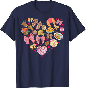 Valentine Conchas Pan Dulce Heart Mexican Valentine's Day T-Shirt - T-Shirt | Navy