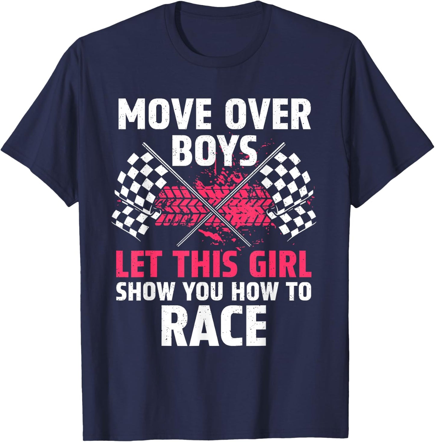Funny Race Car Driver Art For Girls Women Kids Racing Lover T-Shirt - T-Shirt | Navy