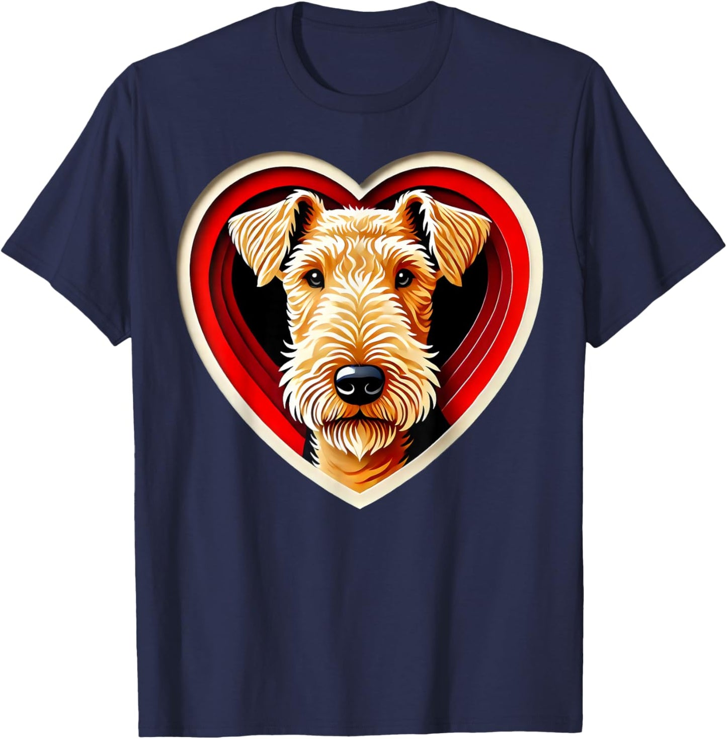 Airedale Terrier Heart Cute Puppy Dog Lover T-Shirt - T-Shirt | Navy