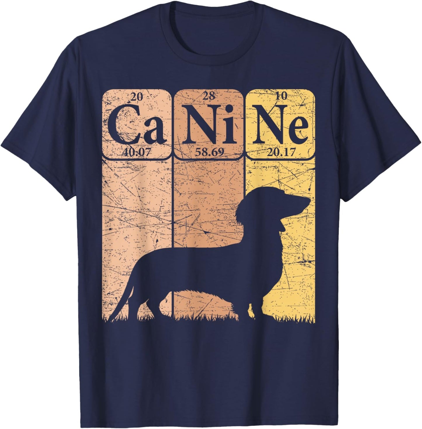 Dachshund Dog Periodic Table Elements Dog Lover Canine T-Shirt - T-Shirt | Navy