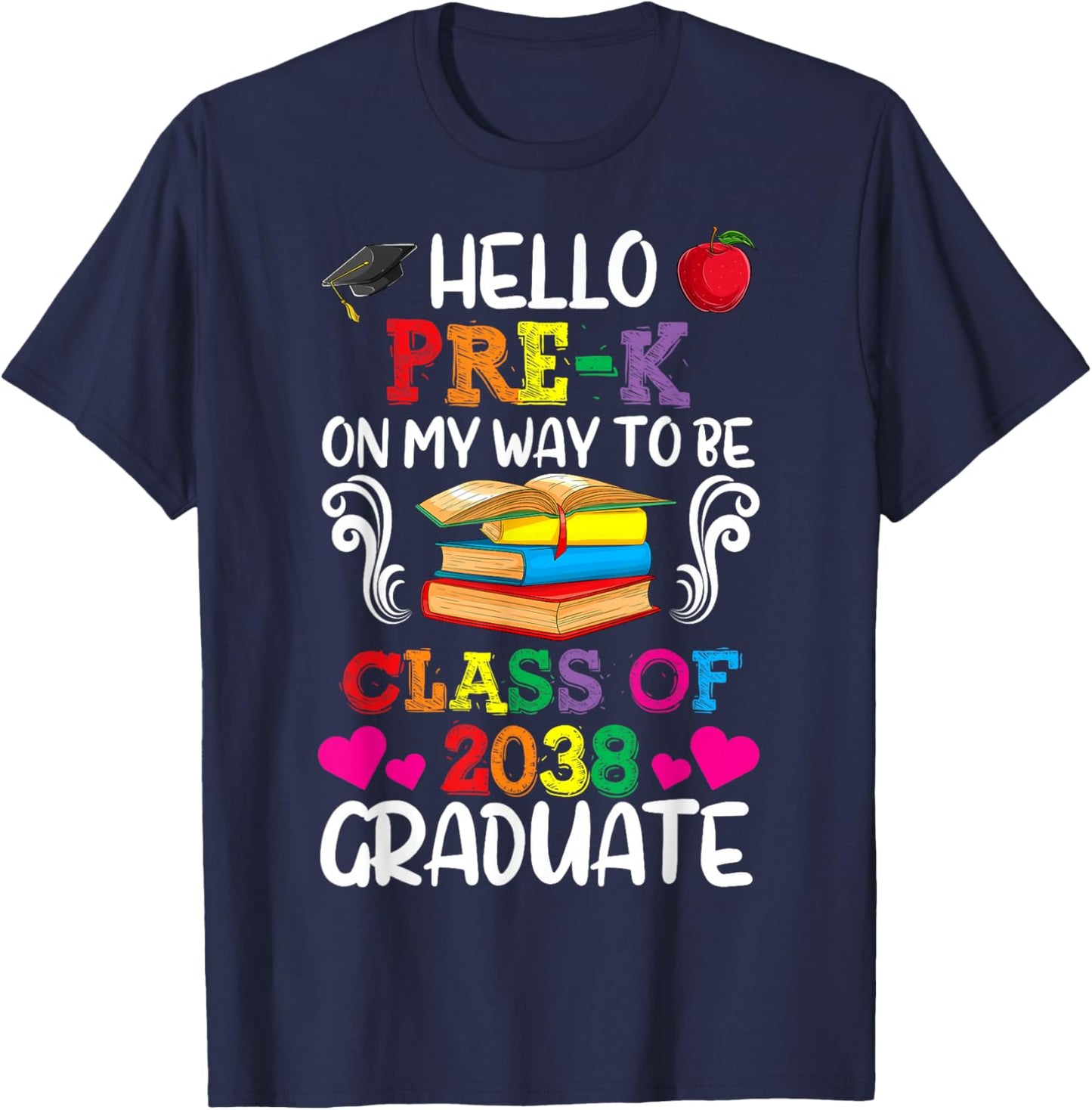 Class Of 2038 Shirt For Kids, Back to School Pre-K T-Shirt - T-Shirt | Navy