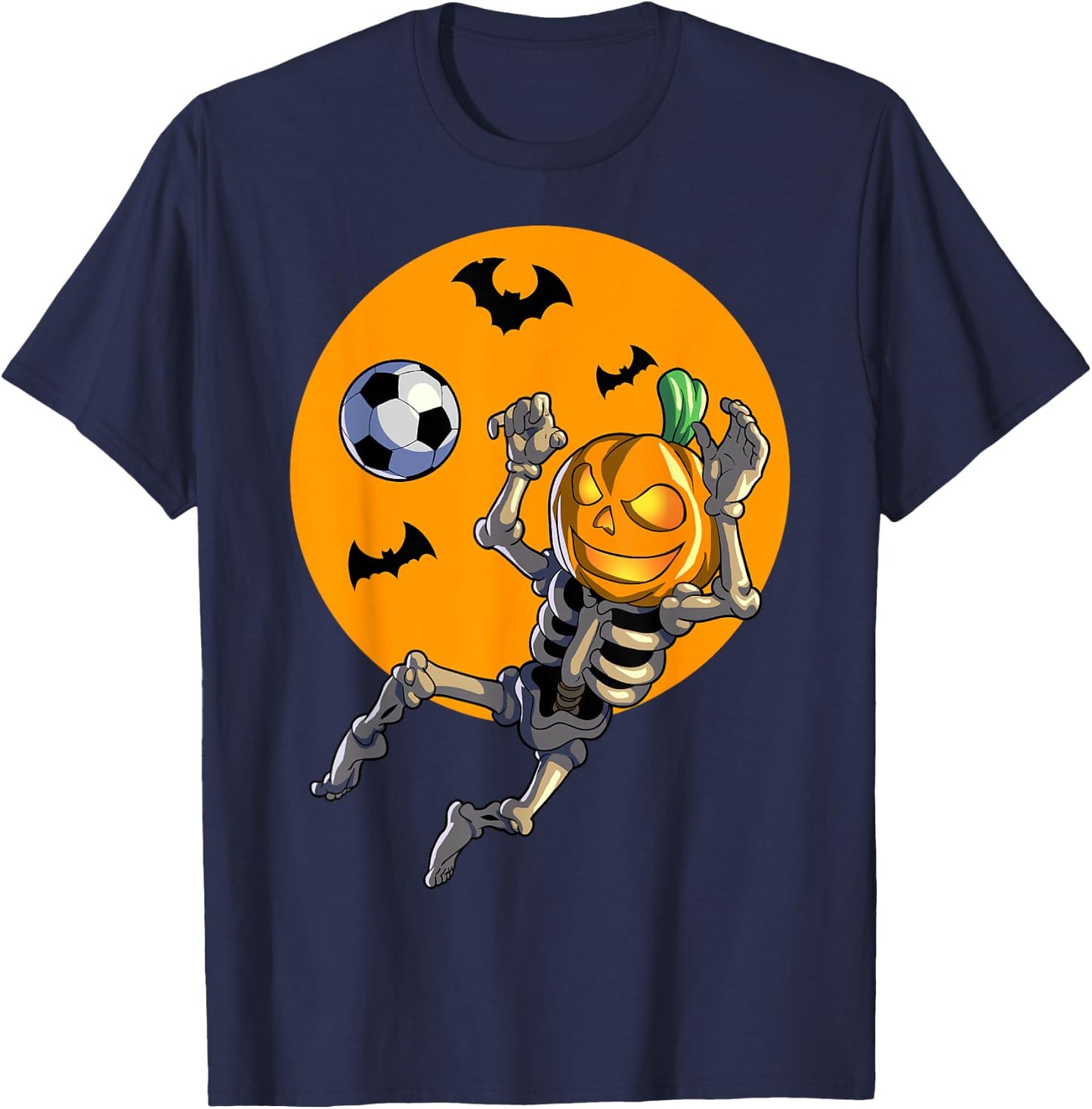 Soccer Skeleton Halloween Men Boys Soccer Halloween T-Shirt - T-Shirt | Navy