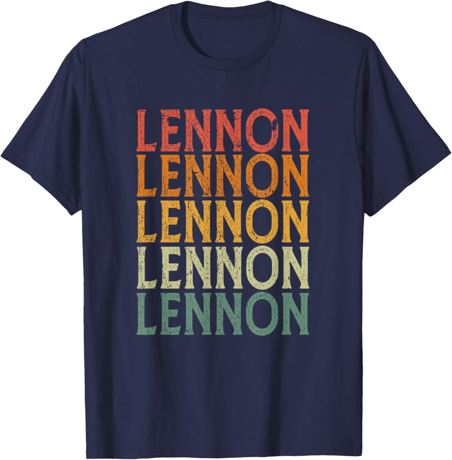 Retro Custom First Name Lennon T-Shirt - T-Shirt | Navy