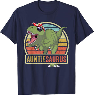 Auntiesaurus Dinosaur Auntie Saurus Family Matching T-Shirt - T-Shirt | Navy