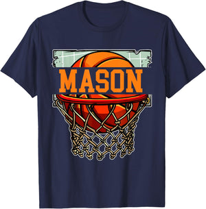 Nom personnalisé Mason Basketball T-Shirt - T-Shirt | Navy
