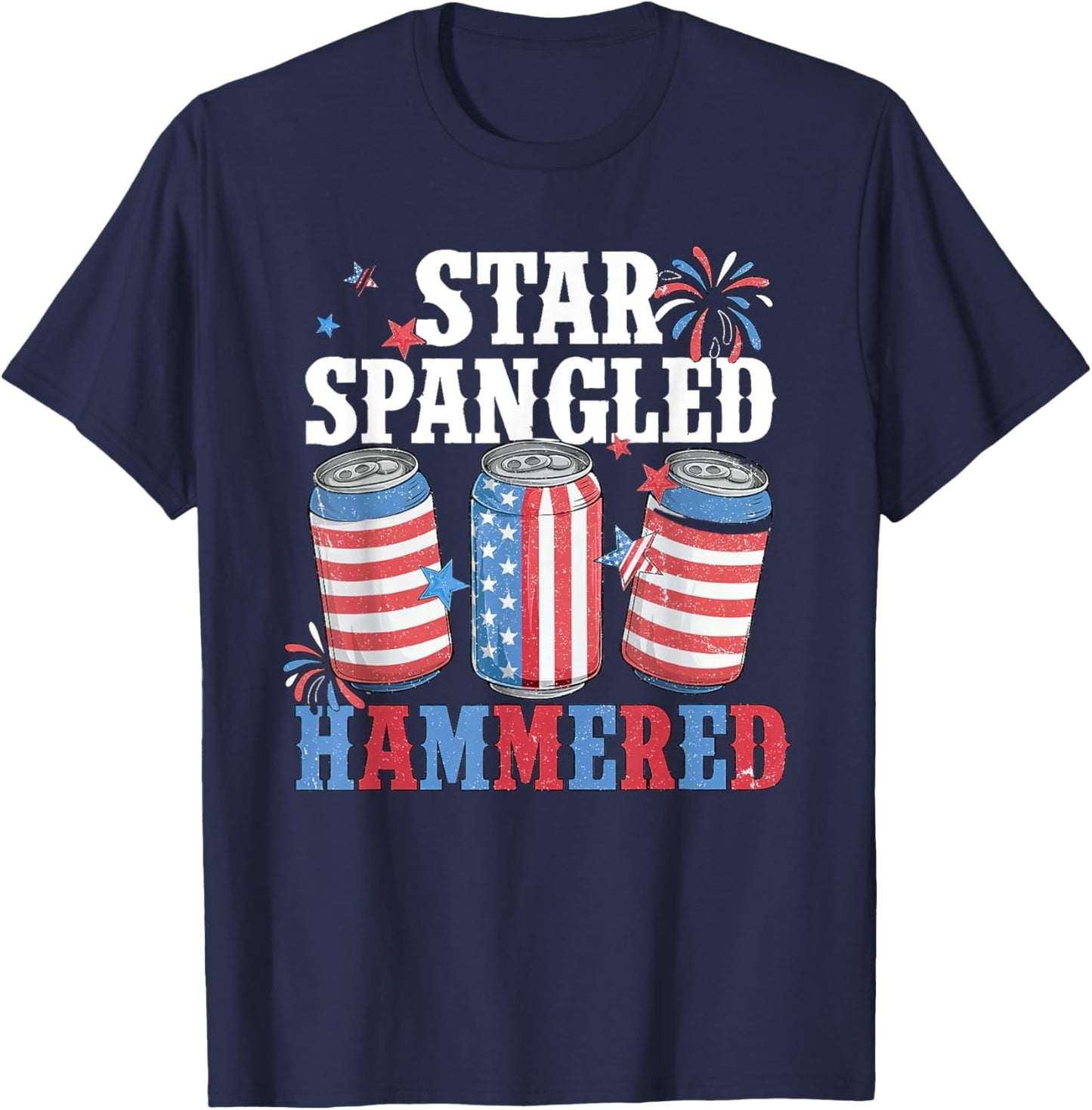 Retro Getting Star Spangled Hammered America 4th Of July Men T-Shirt - T-Shirt | Navy