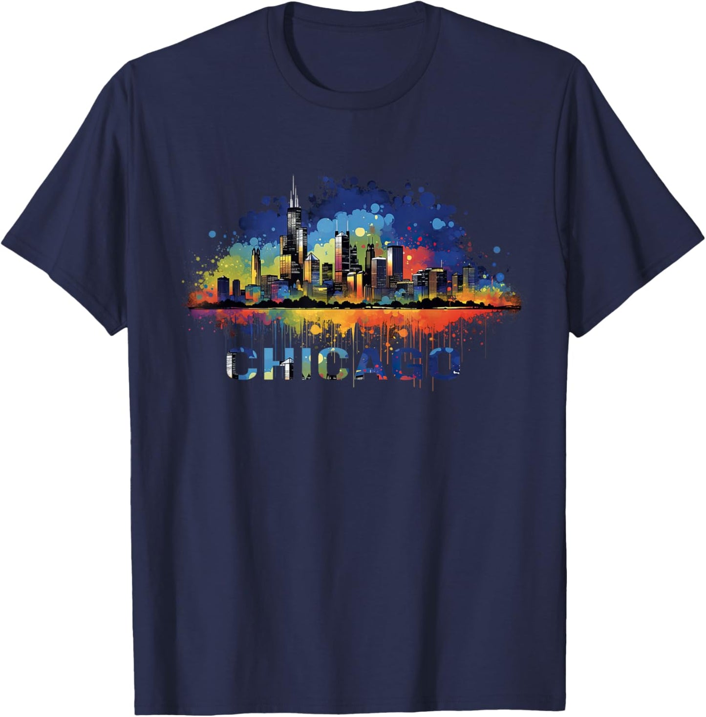 Chicago City Downtown Skyline T-Shirt - T-Shirt | Navy