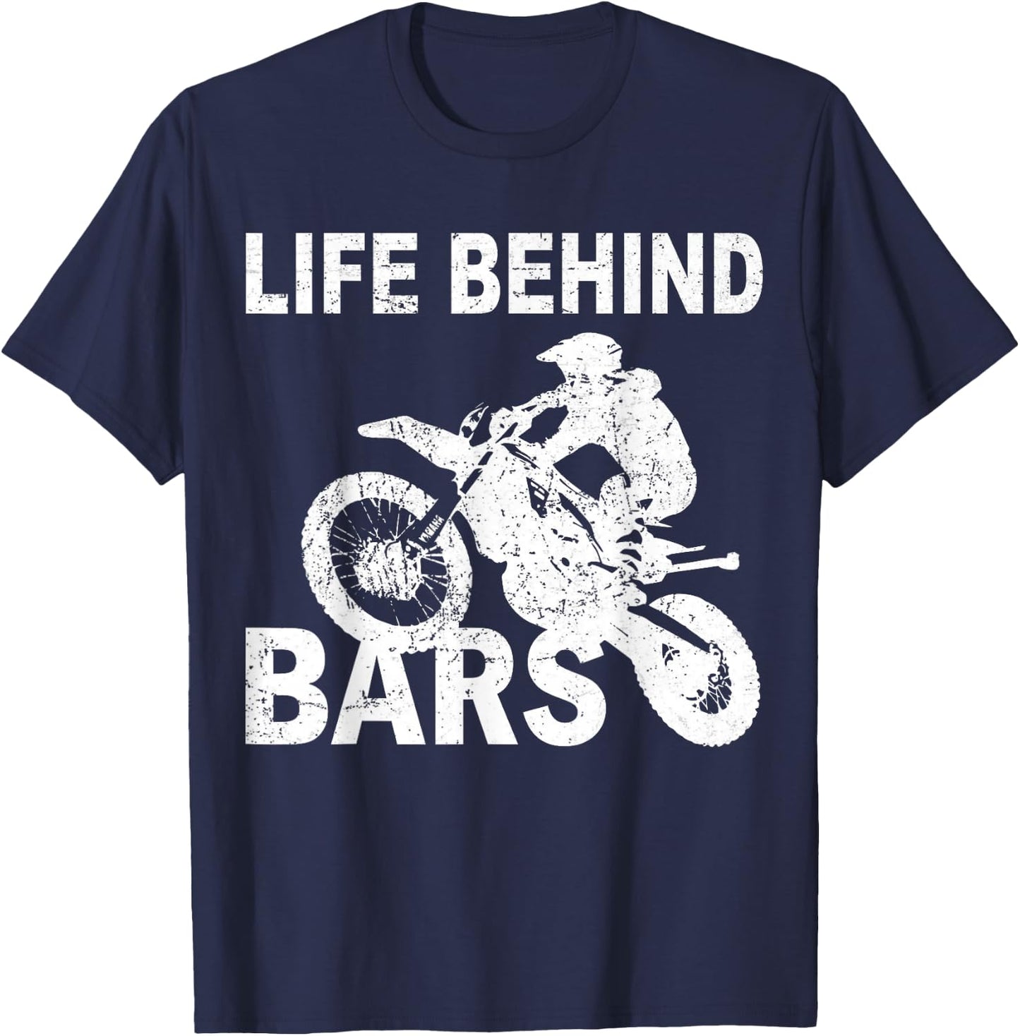 Life Behind Bars Motorcycle Biker Cyclist T-Shirt - T-Shirt | Navy