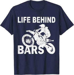Life Behind Bars Motorcycle Biker Cyclist T-Shirt - T-Shirt | Navy