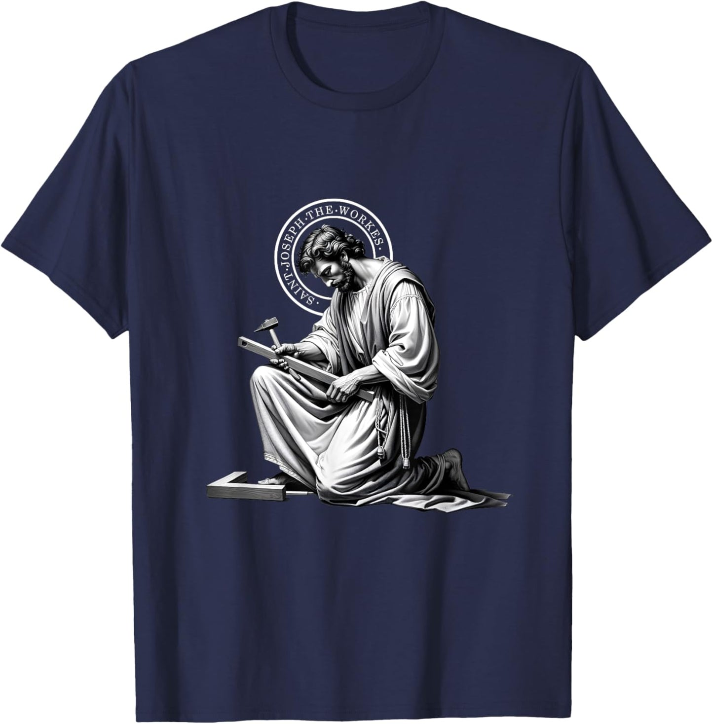 Saint Catholic Church St. Joseph The Worker Jesus Father T-Shirt - T-Shirt | Navy