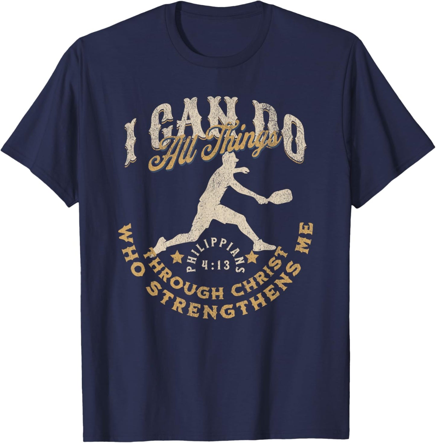 Christian Pickleball Player Athletic Workout Jesus Faith T-Shirt - T-Shirt | Navy