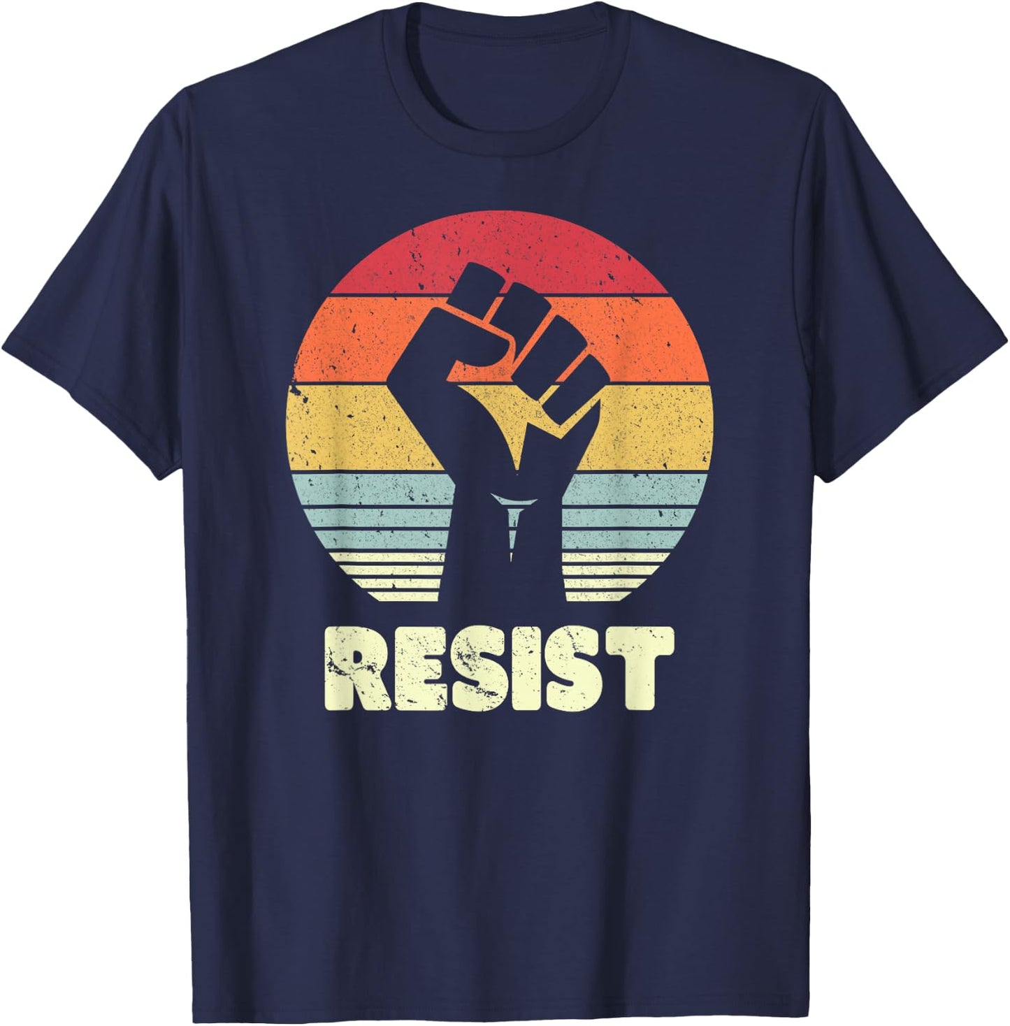 Resist Shirt. Retro, Feminist T Shirt, 70's Vintage T-Shirt - T-Shirt | Navy
