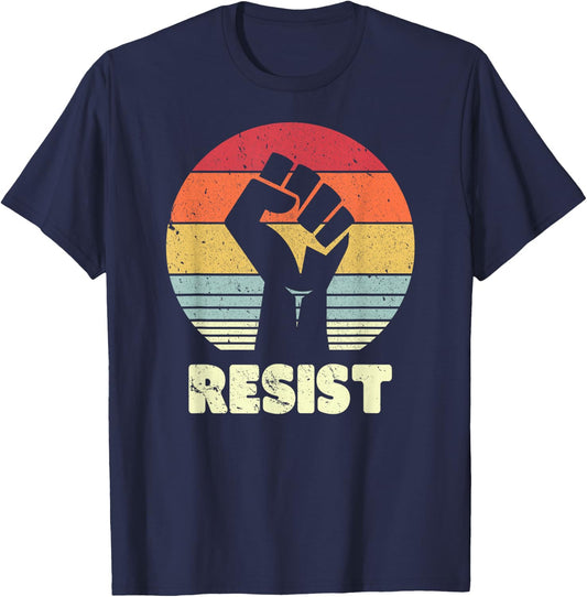 Resist Shirt. Retro, Feminist T Shirt, 70's Vintage T-Shirt - T-Shirt | Navy