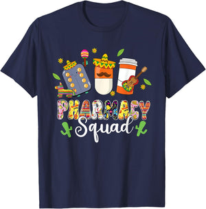 Pharmacy Squad Lets Fiesta Cinco De Mayo Mexican Pharmacy T-Shirt - T-Shirt | Navy