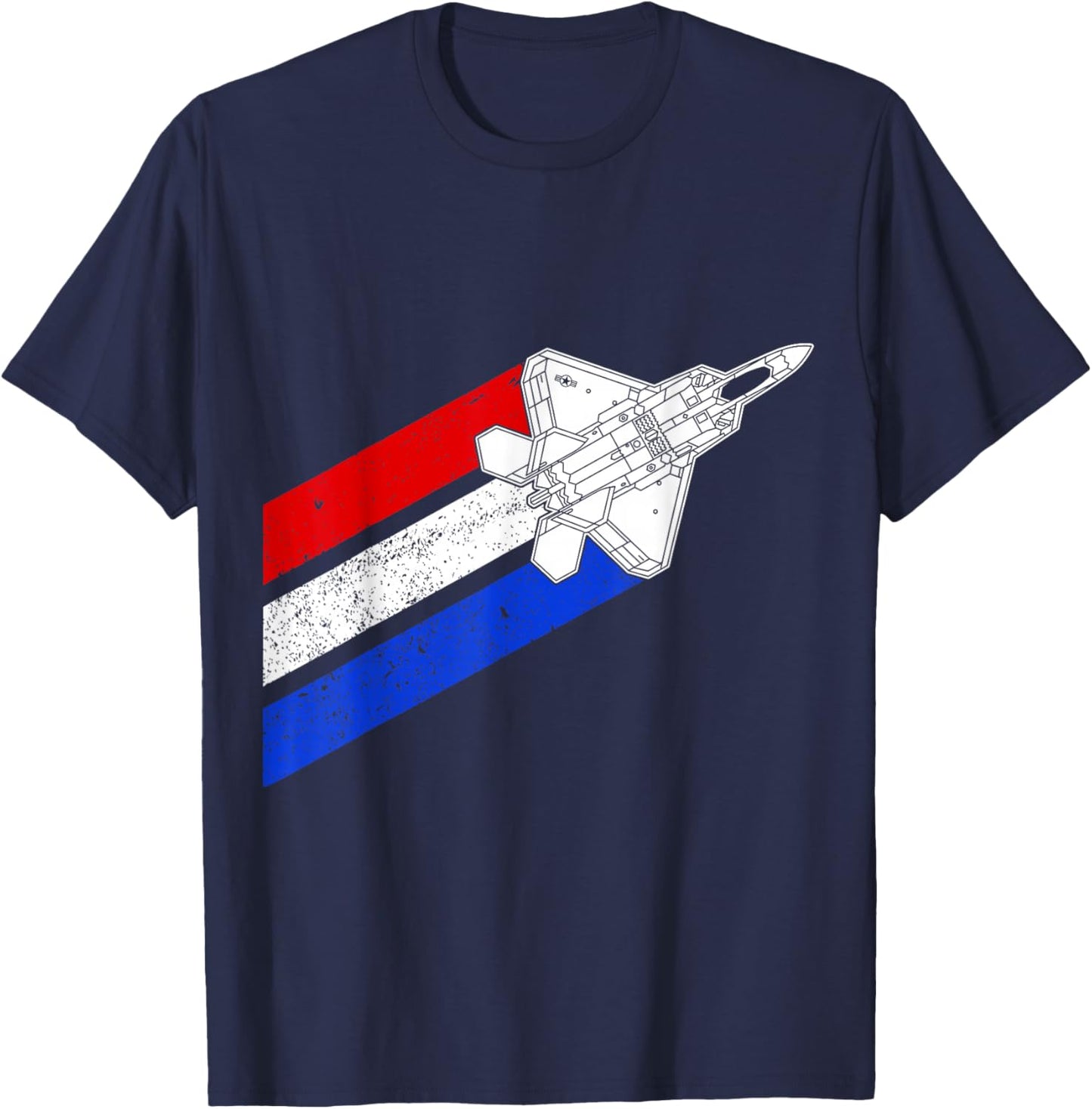 F-22 Raptor Airplane USA Contrails Red White Blue F22 T-Shirt - T-Shirt | Navy